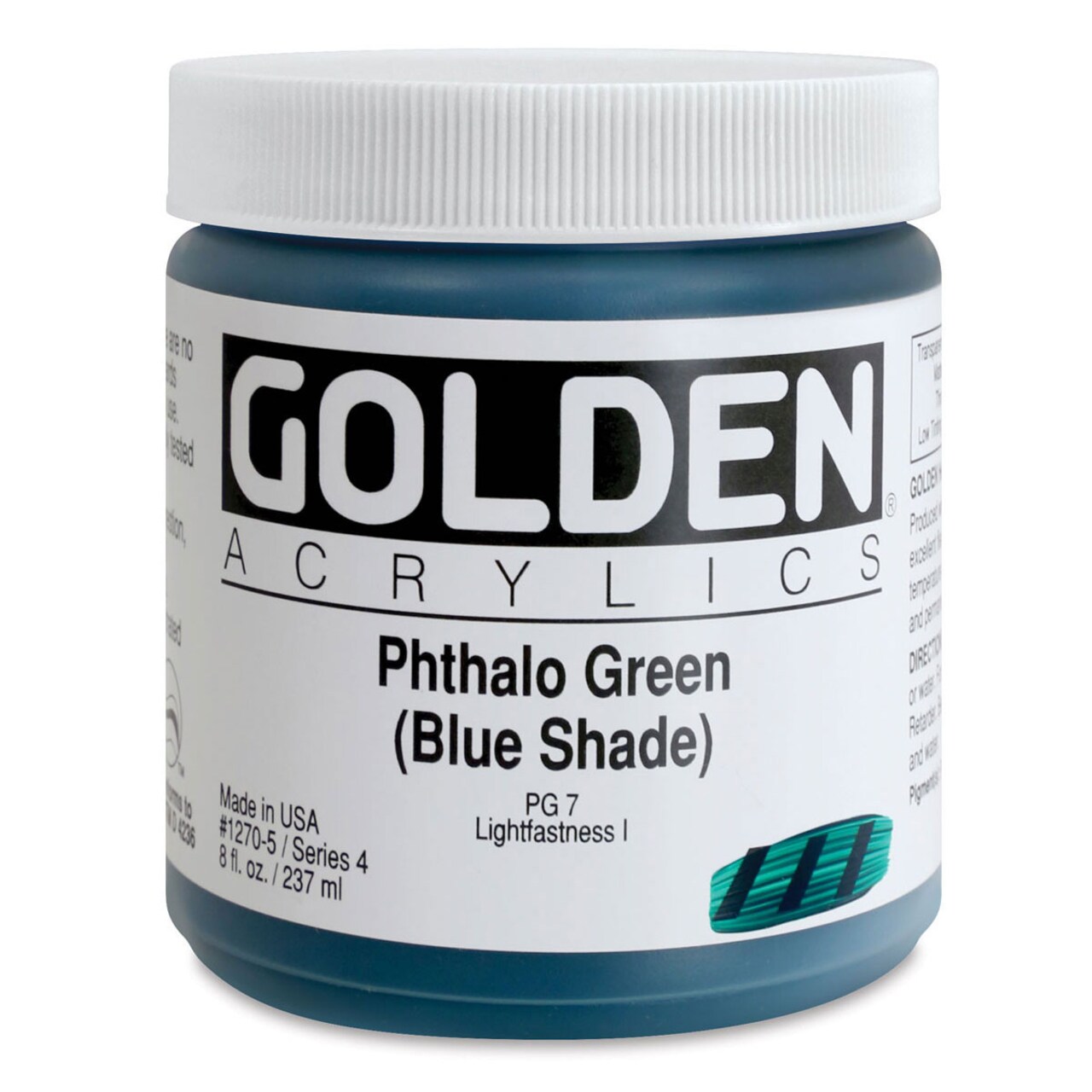 Golden Heavy Body Artist Acrylics - Phthalo Green (Blue Shade), 8 oz Jar
